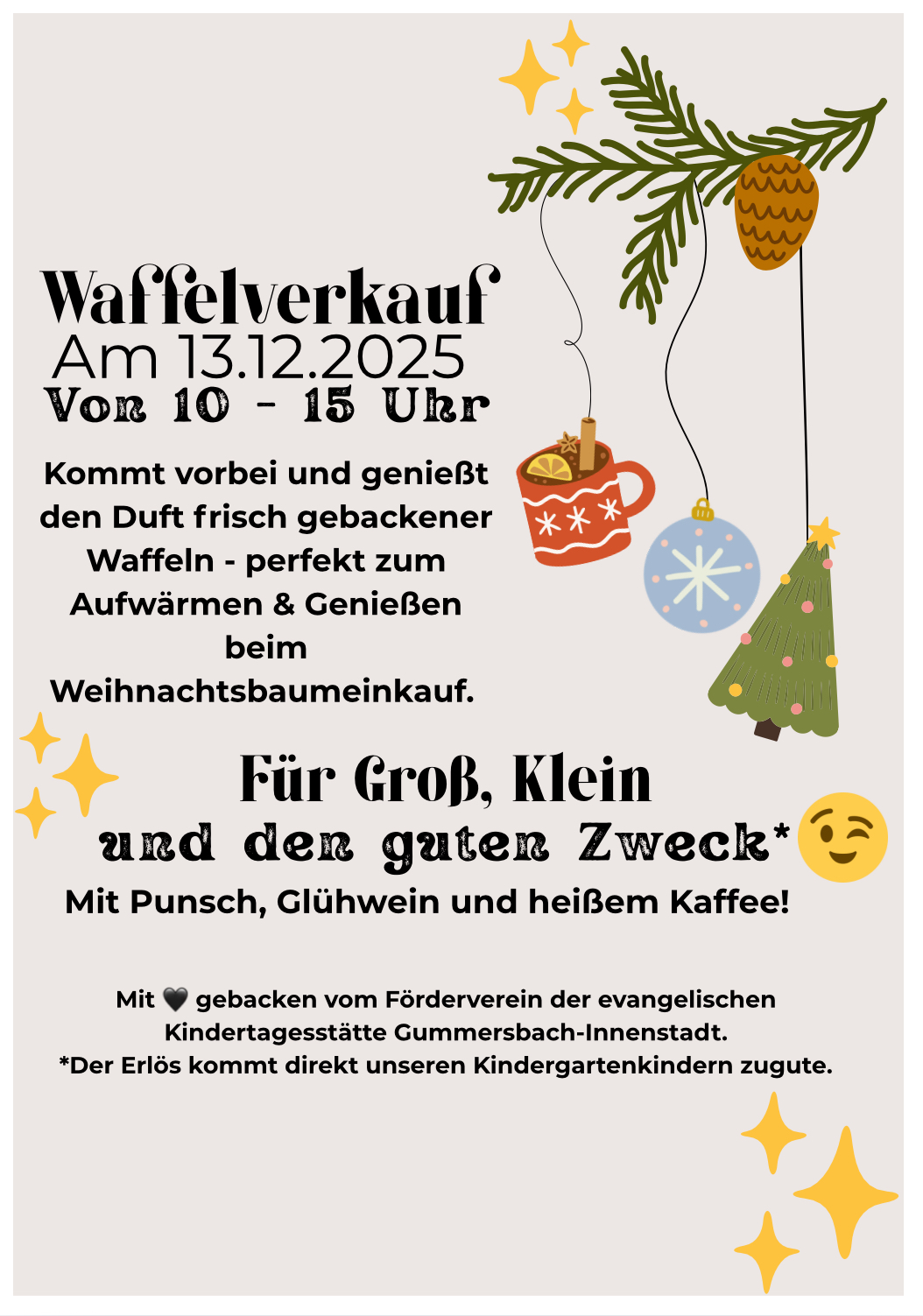 Waffeln, Glühwein, Punsch & Weihnachtsbäume